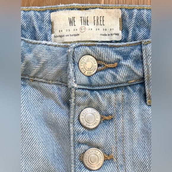 Free People, We The Free - Distressed Jean Skirt, Raw Hem, Denim A-Line, Size 27 - Picture 3 of 10